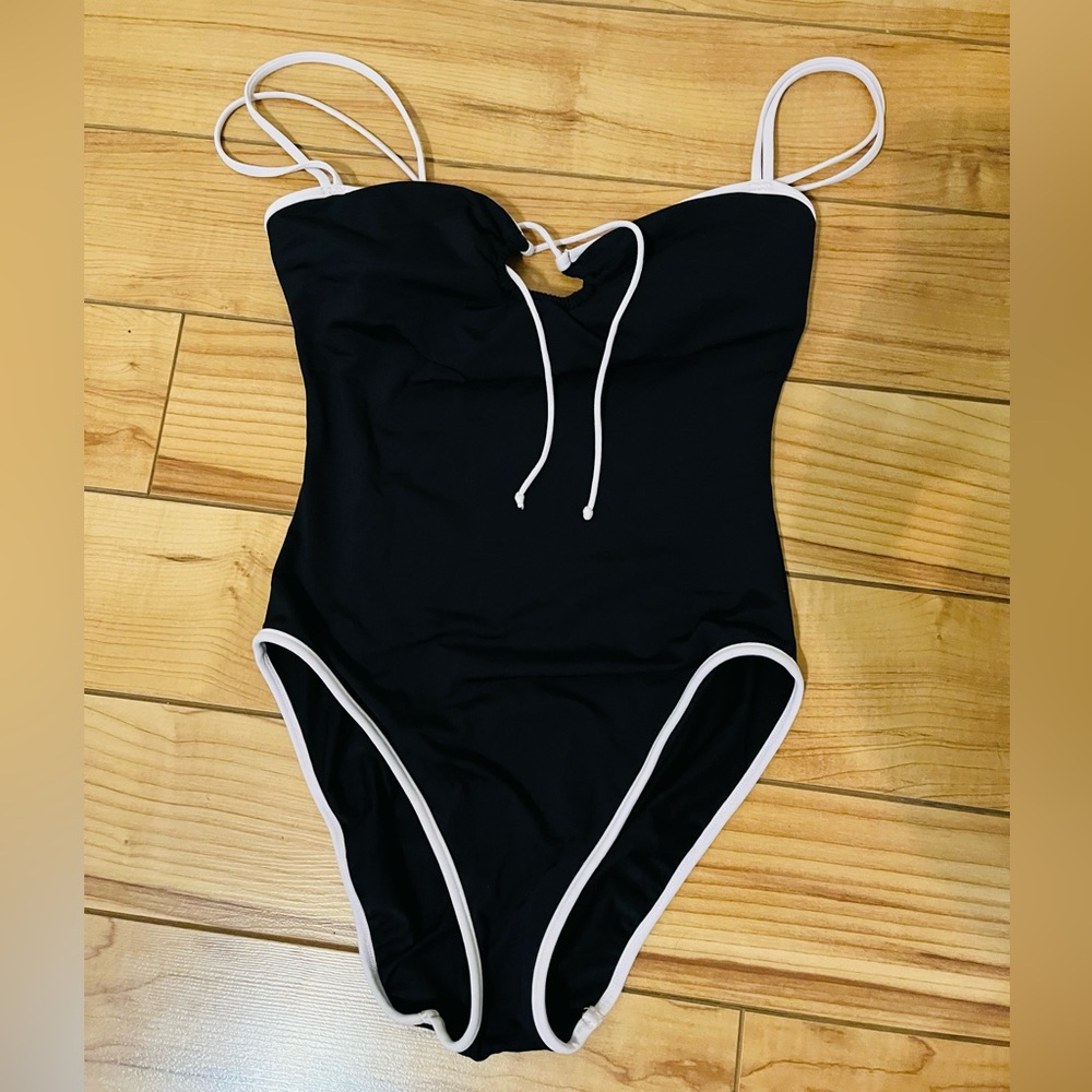 Anne Cole Black One Piece with baby pink Trim